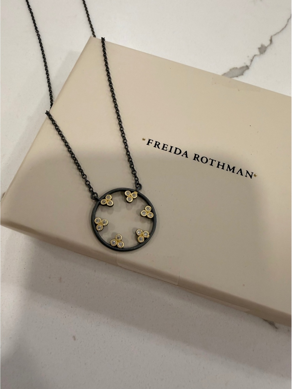 Frieda Rothman Rhodium and Gold over Sterling Silver, 16-18 inch necklace